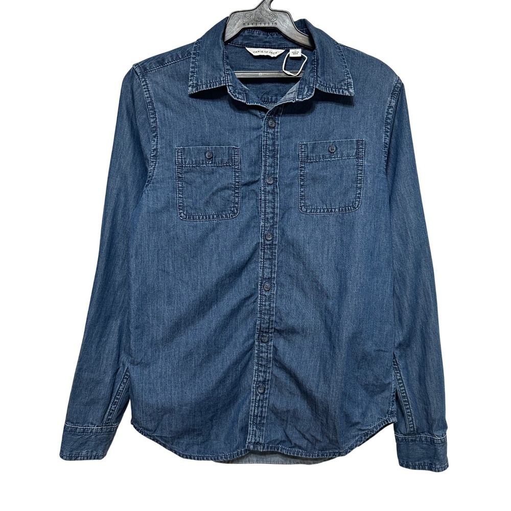 Janie and Jack NEW Denim Shirt Kids 12 Blue Long Sleeve Button Up Casual Classic